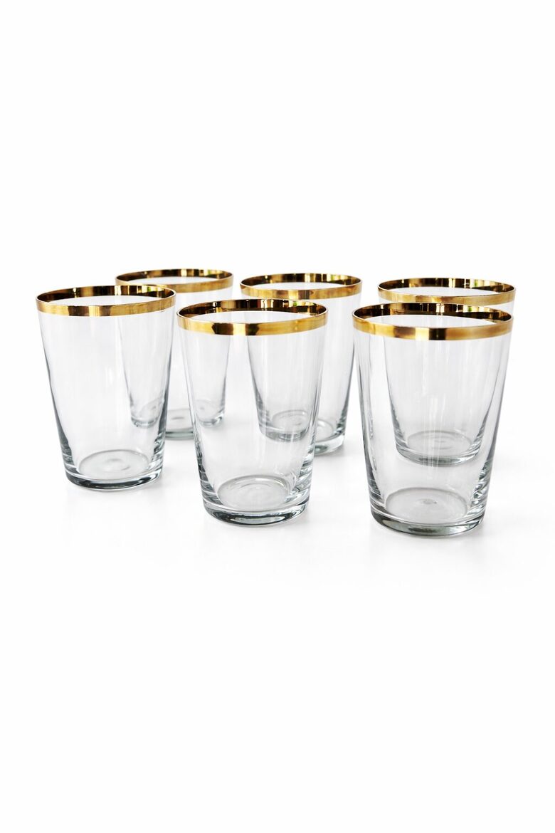 Stikla gāzes ar apzeltītu malu