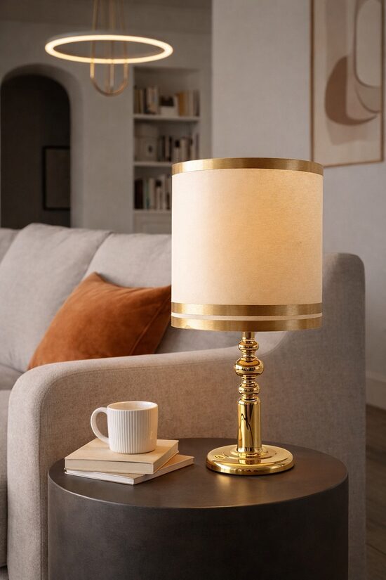 Zelta krāsas lampa ar lielu kupolu