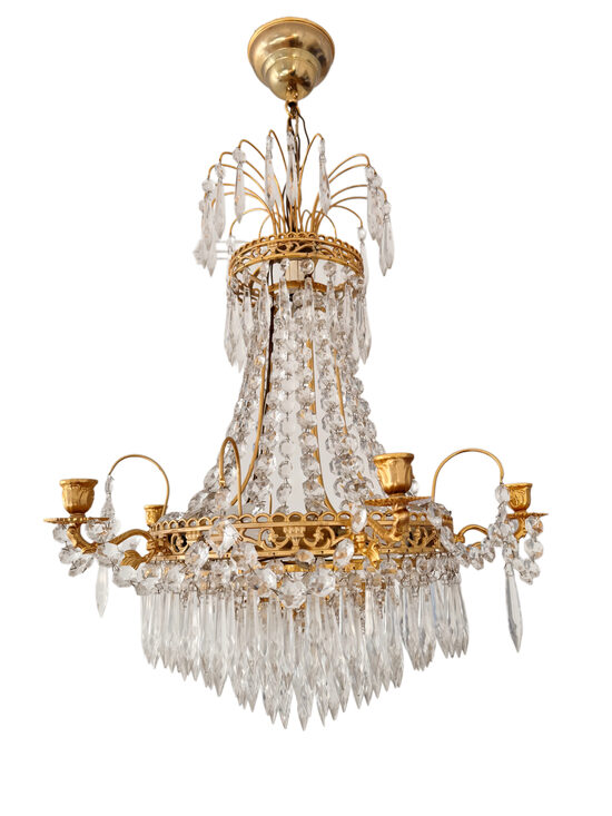 Gustavian stila kristāla lustra