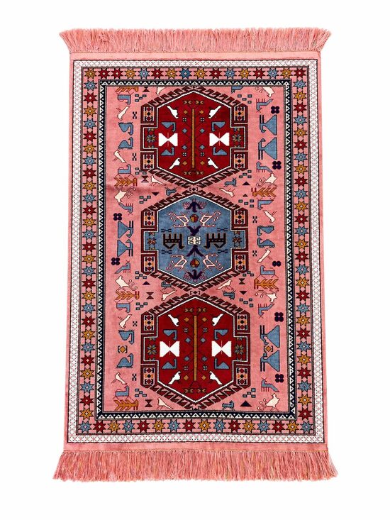 Pūderrozā Jauns Uzbekistānas zīda paklājs 