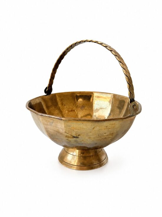 Vintage brass basket / mid-20th century