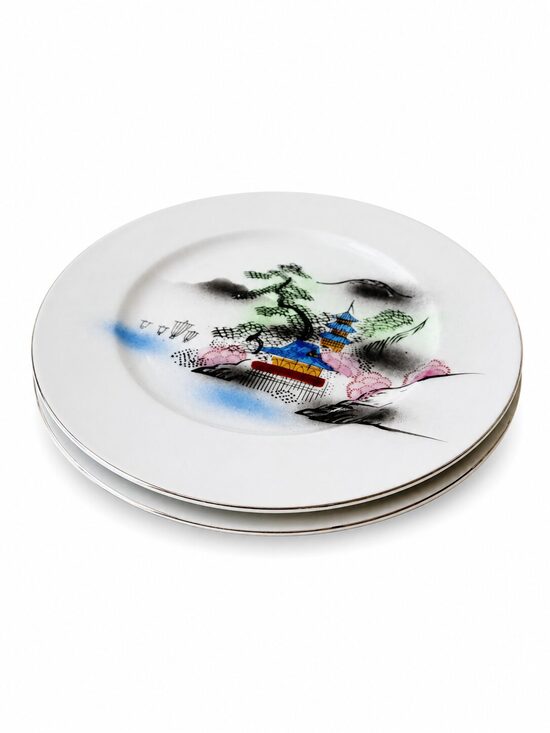 Vintage Kutani China Japanese porcelain plate set