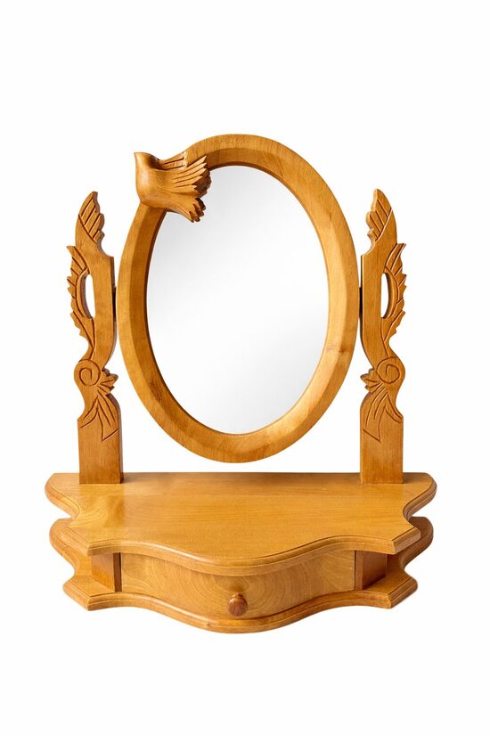 Vintage koka galda spogulis 