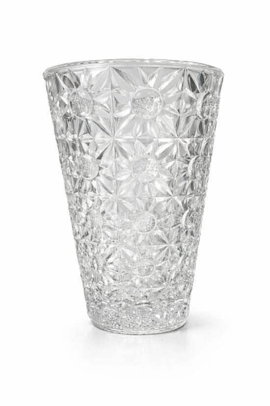 Stikla vāzes ar saulespuķu rakstu