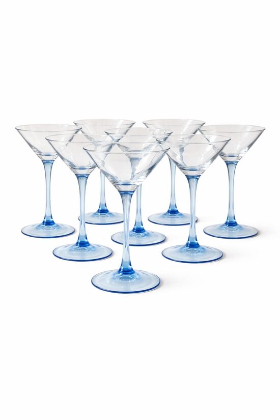 Martini glāzes ar zilu kājiņu