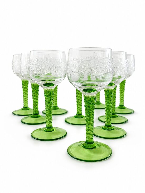 Remmare’ Liqueur Glasses with Green Stem