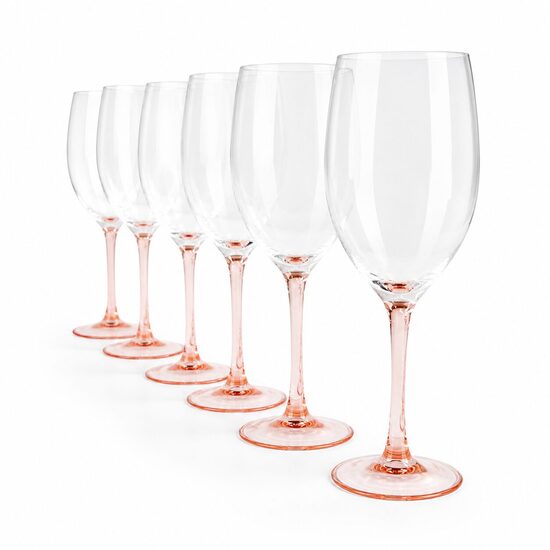 Wine glasses with pink stems, Luminarc, France, 1970s