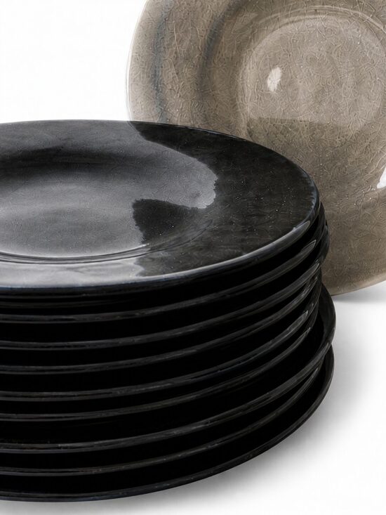 Dark Grey Vintage Glass Plates