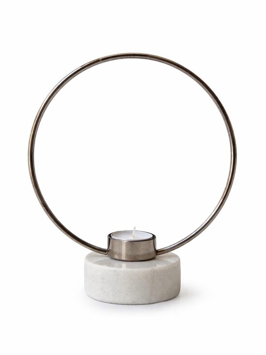 Candle Holder with Silver-Tone Frame