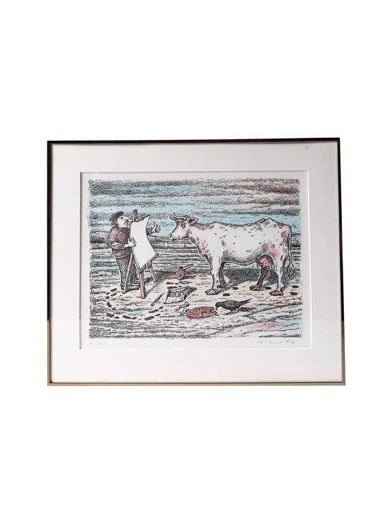 Litogrāfija ''Mākslinieks ar govi''