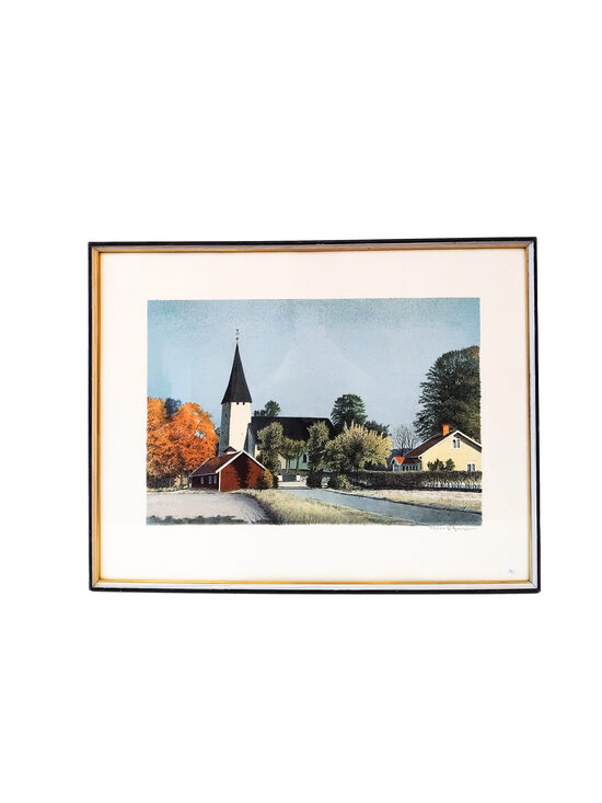 Krāsu litogrāfija ''Zviedrijas ainava'', Reinhold Ljunggren