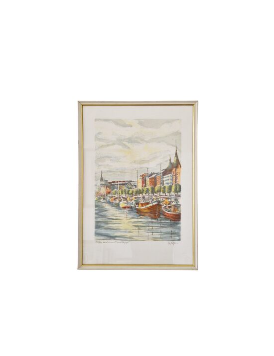 Glezna "Stoholmas laivu piestātne", litogrāfija / prints