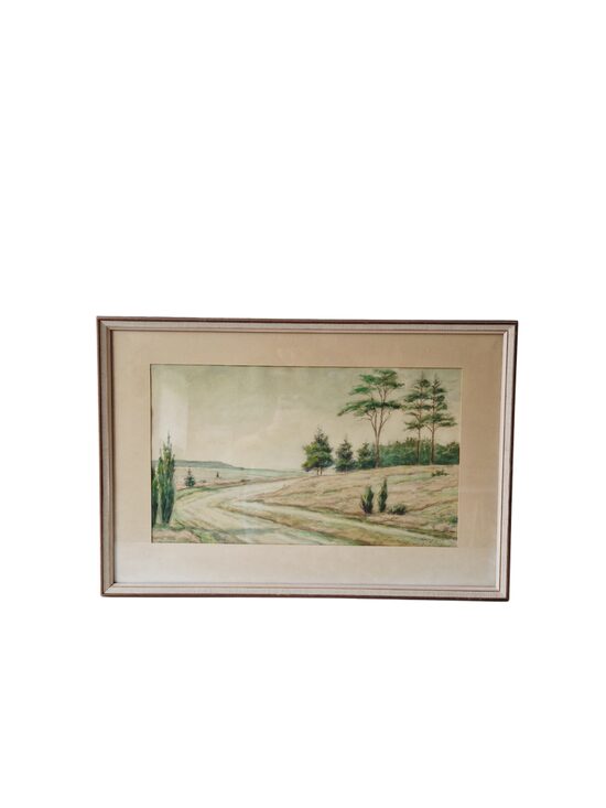 Glezna "Ceļš gar lauka malu", akvarelis