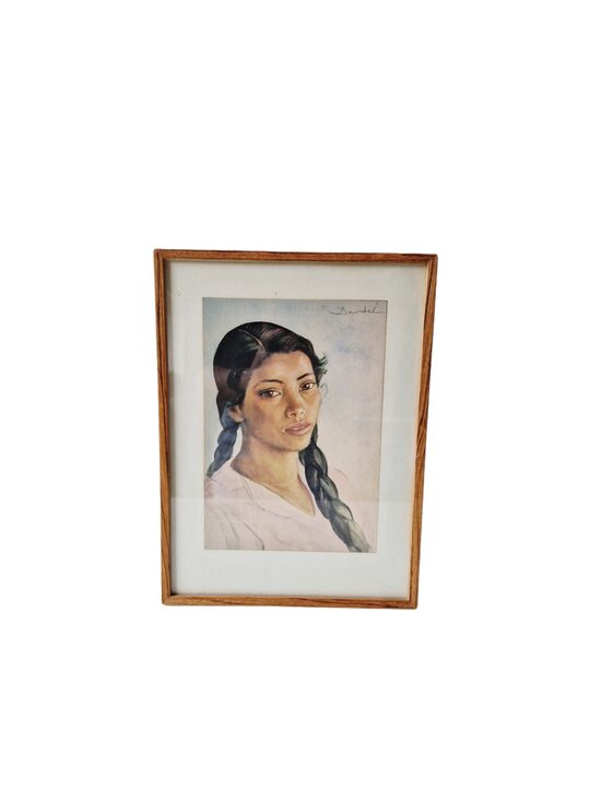 Glezna "Meksikāņu meitene ar bizēs sapītiem matiem", prints