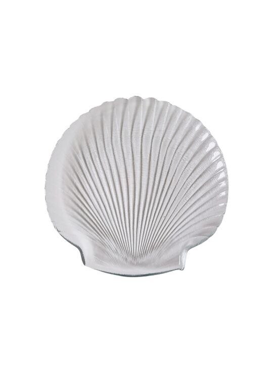 Stikla šķīvis gliemežvāka formā