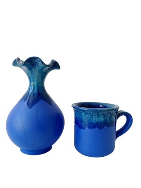 Māla glazēta vintage vāze un krūze - komplekts